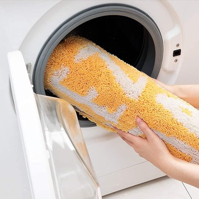 UKELER Soft Yellow Lemon Bath Rug for Kids Non Slip Absorbent Bath Mat Washable Shaggy Kids Bedroom Decor Bathroom Door Mat 31.5''x19.7''