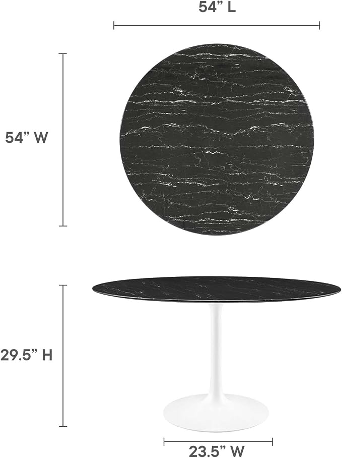 Modway Lippa Dining Table, 54", White Black