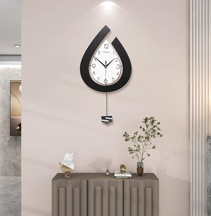 Large Decorative Wall Clock for Living Room Decor Big Pendulum Modern Wall Clock for Kitchen Bedroom Bathroom Non Ticking Silent Clock Wall Decor Battery Operated for Home 31.5 Inch