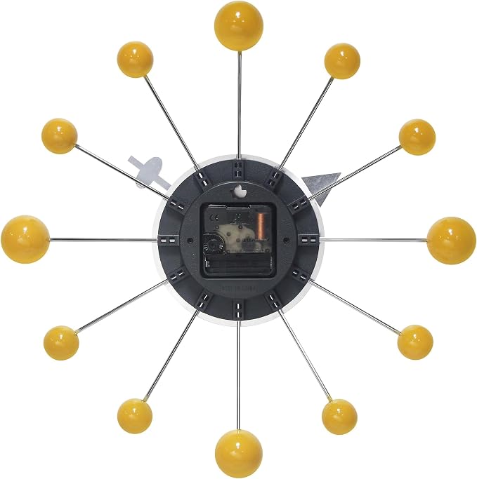 Infinity Instruments LTD. Orb Spoke Starburst Wall Clock, Saffron, 15"