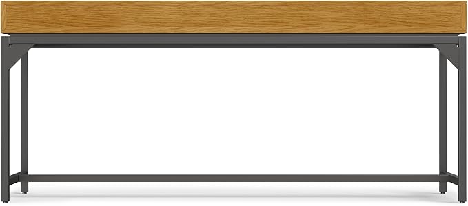 SIMPLIHOME Banting Desk - 72 Inch Wide Solid Oak Veneer and Metal Writing Desk in Oak, Modern Industrial Home Office Computer Table for Study with 2 Drawers and Flip-Down Keyboard Tray