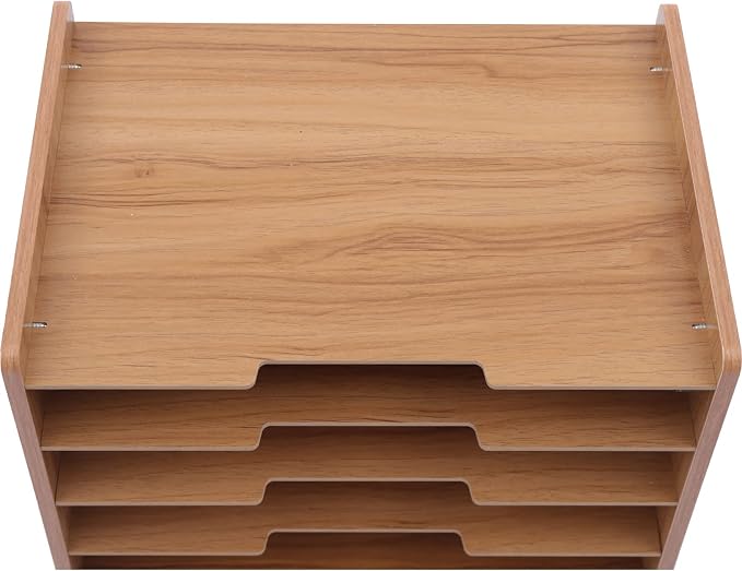 7Tier Widen Wood Office Paper Organizer, File Organizer Desktop,Document Letter Mail Tray Sorter,File Holder Desk Letter Tray, Sorter Document Book Magazine Storage Shelf Rack 14.17 * 9.84 * 15.16in