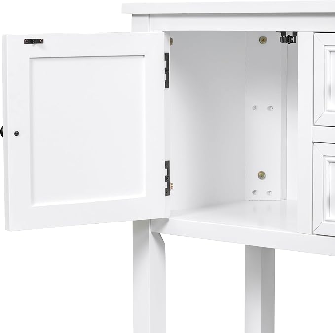 Merax Sideboard Buffet Cabinet with Storage, Rustic Storage Cabinet Console Table, White