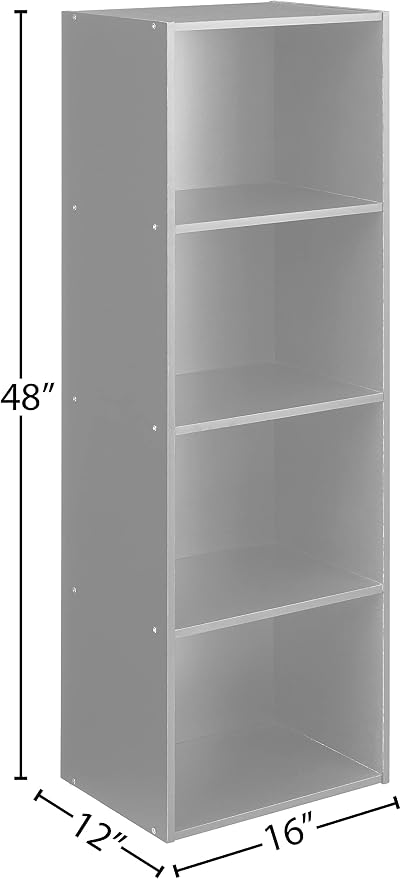 Hodedah 4-Shelf Bookcase in Black