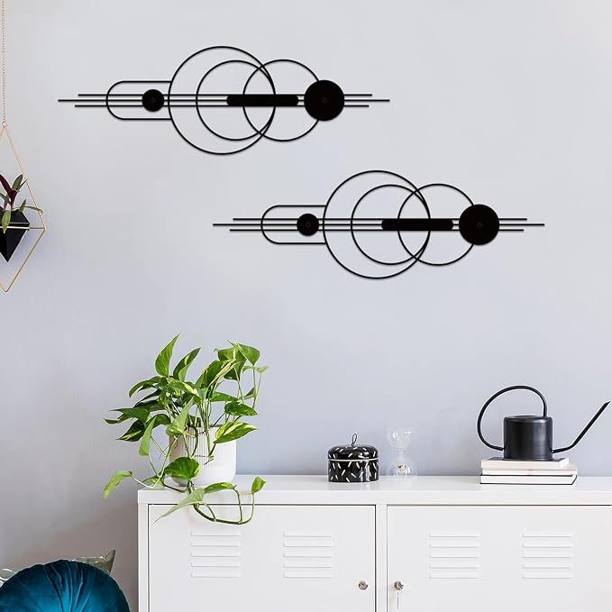 ruelen 2 Pcs Small Metal Abstract Wall Art, Modern Minimalist Wall Decor Single Line Art Metal Vertical Wall Decor Geometric Wall Hanging Sculptures for Home Bedroom Living Room, 15.7 x 5.1 Inch