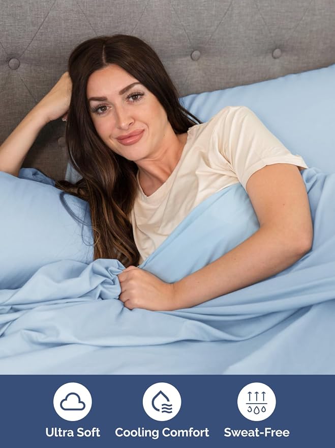 Extra Deep Queen Sheet Set - 6 Piece Breathable and Cooling Sheets - Hotel Luxury Bedding for Women, Men, Kids & Teens - Easy Secure Fit - Soft, Wrinkle Free & Comfy - Extra Deep Pockets - Light Blue