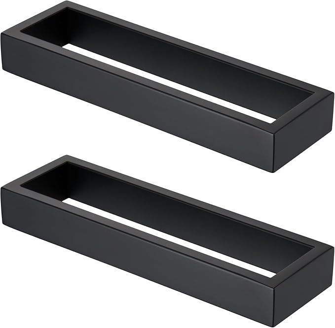 KOKOSIRI Towel Rings Matte Black Hand Towel Bar Holder 9-Inch Kitchen Rack Stainless Steel for Bathroom Hardware Wall Mounted, 2 Pack B4008BK-L9-P2