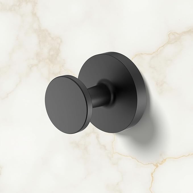 Gatco Bath Towel Hook | Retro–Modern Wall Hook for Robes, Towels, and Clothes | Gibson 5215MX, Matte Black