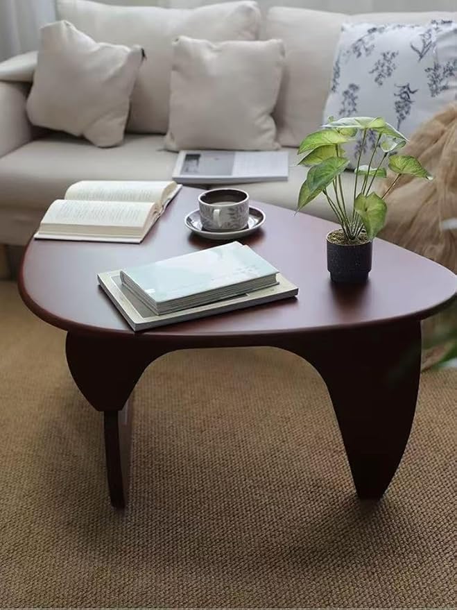 SoulNest Walnut Coffee Table Solid Wood Coffee Table Oval Triangle Morden Walnut Mid Century Pottery Wooden Coffee Tables Barn Tea Table (Triangle)