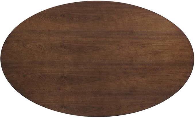 Modway Lippa 78" Oval-Shaped Mid-Century Modern Dining Table with Walnut Top and Black Base
