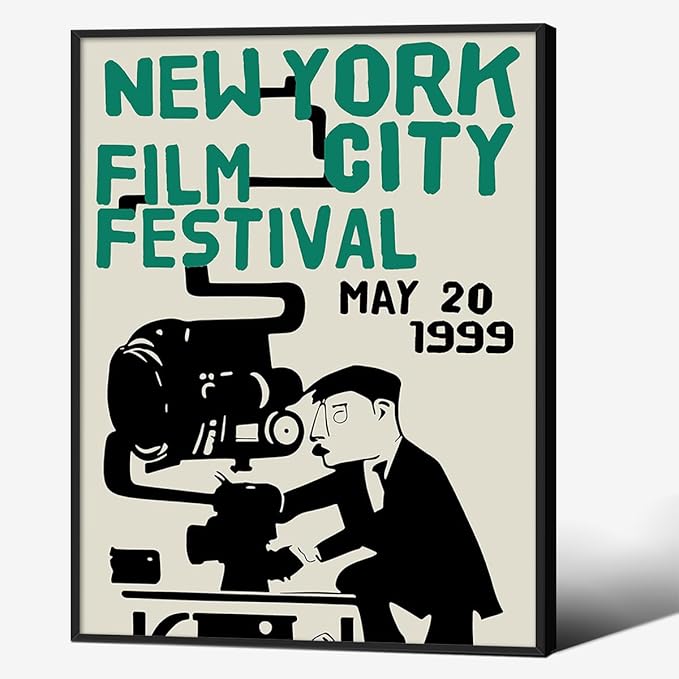 1999 NYC Film Festival Canvas Poster Vintage New York Movie Wall Art Modern Trendy Minimalist Abstract Prints for Apartment Bedroom Dorm Wall Decor 016X20 inch Aluminum Framed