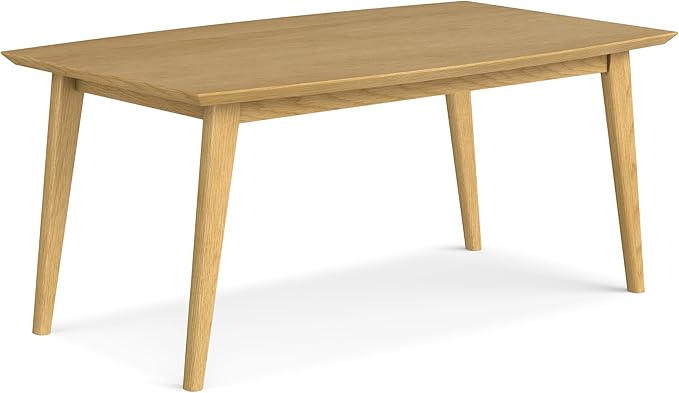 SIMPLIHOME Draper Dining Table - 66 inch Wide Solid Oak Veneer Rectangular Table, Mid-Century Modern Style for Dining Room or Kitchen with Tapered Legs and Spacious Surface, Seats 6