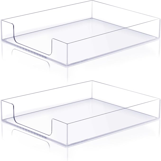 Lincia 12.6 x 10.2 x 2.1 Inches Acrylic Letter Tray Stackable File Paper Tray Acrylic Desk Organizer Clear Holder Desk Accessories for Office Home Library