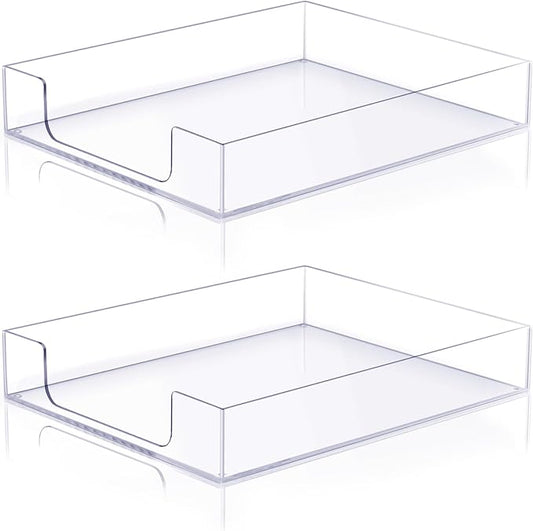 Lincia 12.6 x 10.2 x 2.1 Inches Acrylic Letter Tray Stackable File Paper Tray Acrylic Desk Organizer Clear Holder Desk Accessories for Office Home Library