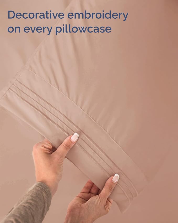 Twin Size 3 Piece Sheet Set - Comfy Breathable & Cooling Sheets - Hotel Luxury Bed Sheets for Women & Men - Deep Pockets, Easy-Fit, Extra Soft and Wrinkle Free Sheets - Mauve Oeko-Tex Bed Sheet Set