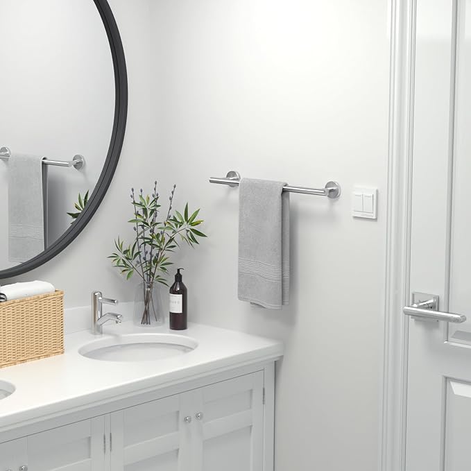 USHOWER Brushed Nickel Towel Bar, 14-Inch Towel Rack for Bathroom Wall Mounted, Thicken SUS304 Stainless Steel Towel Rod Modern Home Decor (Total Length 16-Inch)