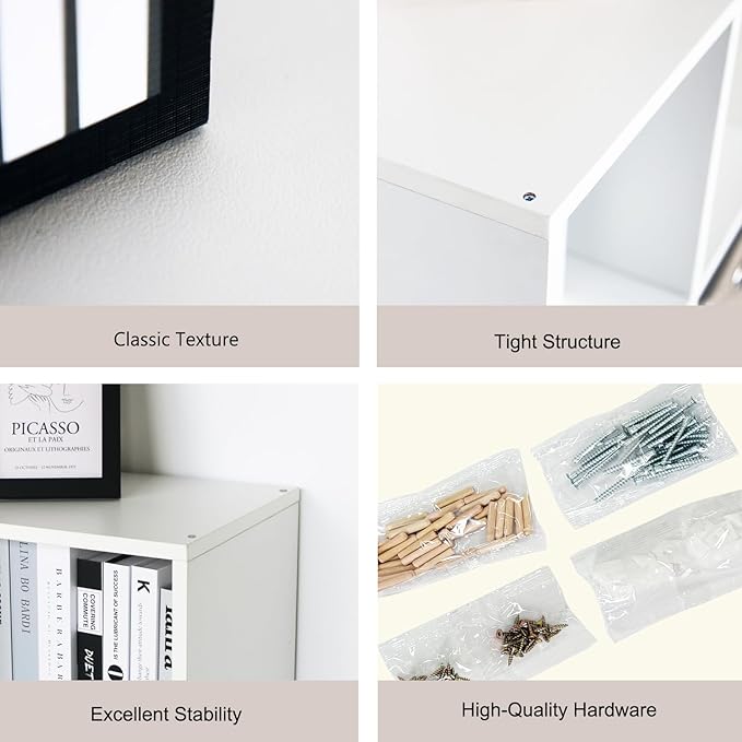 Wooden Cube Storage Organizer with Closed Back Panel,White Cube Shelf Cubby Storage Organizer with Compartments for Living,Bookshelf,Storage Organizers (White, 3 Cube-11in)
