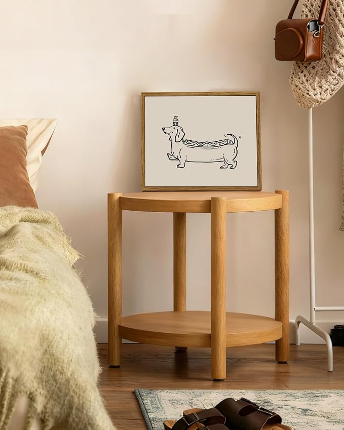 InSimSea Vintage Framed Wall Art Linear Dachshund Puppy Canvas Prints, Amusing Home Decor, Humorous Painting Picture, Kitchen Wall Decor Gifts for Friends or Family - 10L x 8W