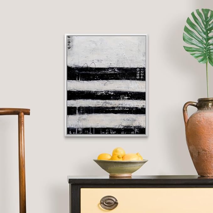 CANVAS ON DEMAND Four Roads Black Float Framed Canvas Wall Art Print by Erin Ashley, Contemporary, Abstract, Home Decor, Modern Abstract, Artwork,16" x20in