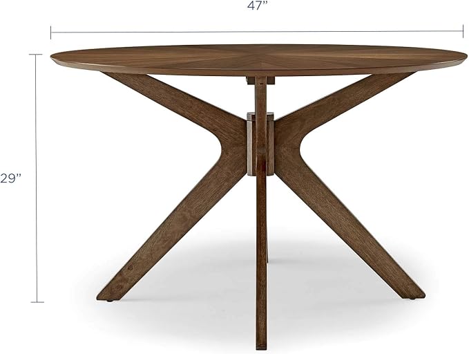 Modway Crossroads 47" Round Wood Dining Table, Walnut