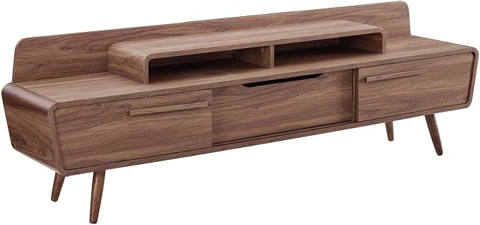 Modway Omnistand 2 Piece Entertainment Center, Walnut Gray