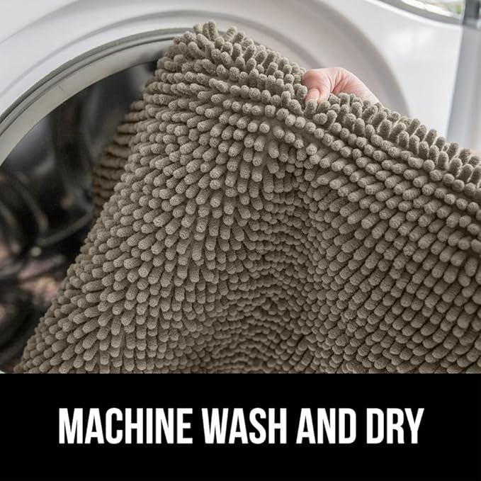 GORILLA GRIP Bath Rug Mat, Thick Soft Absorbent Chenille, Quick Dry Microfiber Mats, Rubber Backing Washable Shower Floor Rugs, US Designed Bathroom Bathmat Home Decor Accessories, 24x17, Latte