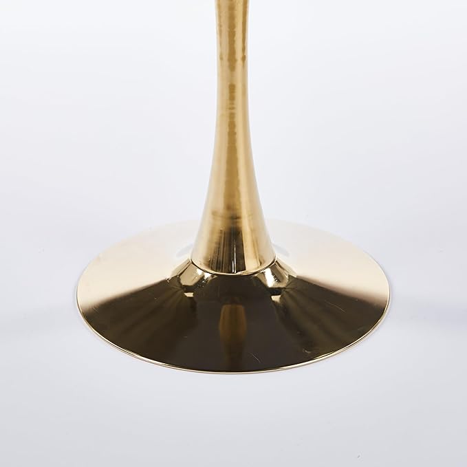 31.5 inches Square Dining Table for 4, Special Kitchen Table with Tulip Shape & Metal Pedestal Base, Mid Century Modern Bistro Black and Gold Tulip Table for Kitchen, Small Space, Cafe