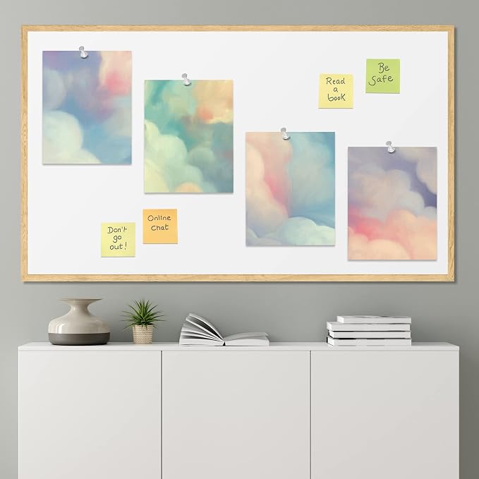 SIGNWIN Poster Bathroom Decor, Wall Art Room Decor Multicolor for Living Room, Bedroom, Office White Pastel Watercolor Rainbow Sky Clouds Abstract Geometric Illustrations Colorful - 12"x16"x4