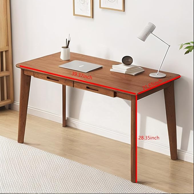 DELLMAO Writing Computer Desk Office Desk Computer Table Study Writing Desk with 2 Drawers for Home Office Modern Furniture