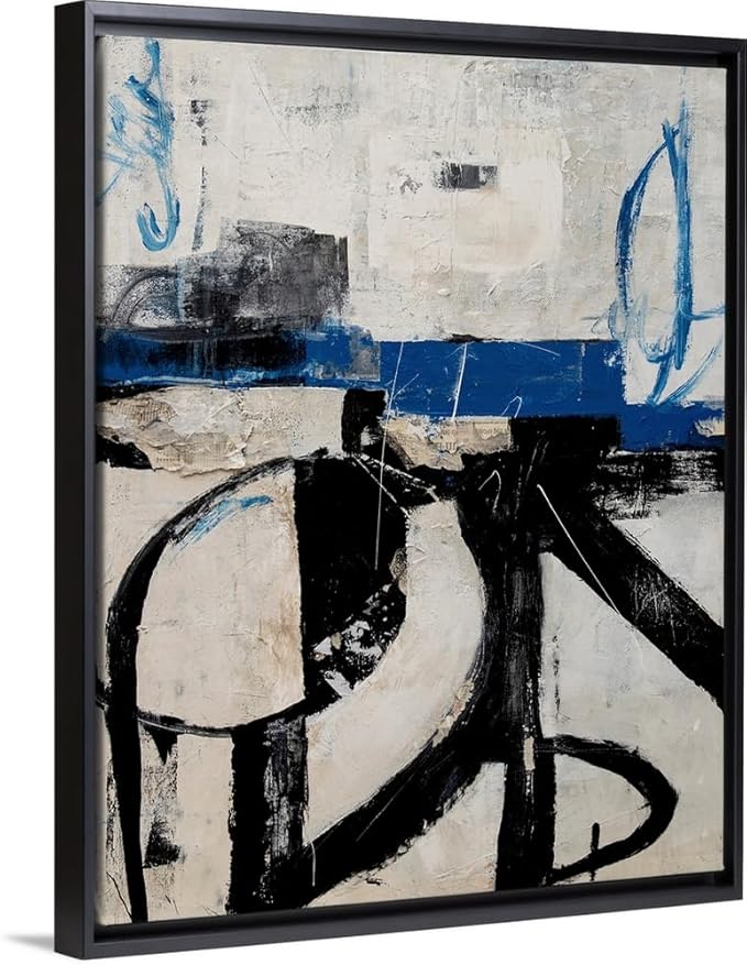 CANVAS ON DEMAND Twisted Emotions Silver Float Framed Canvas Wall Art Print by Erin Ashley, Abstract, Contemporary, Home Decor, Modern Abstract, Artwork,16" x20in
