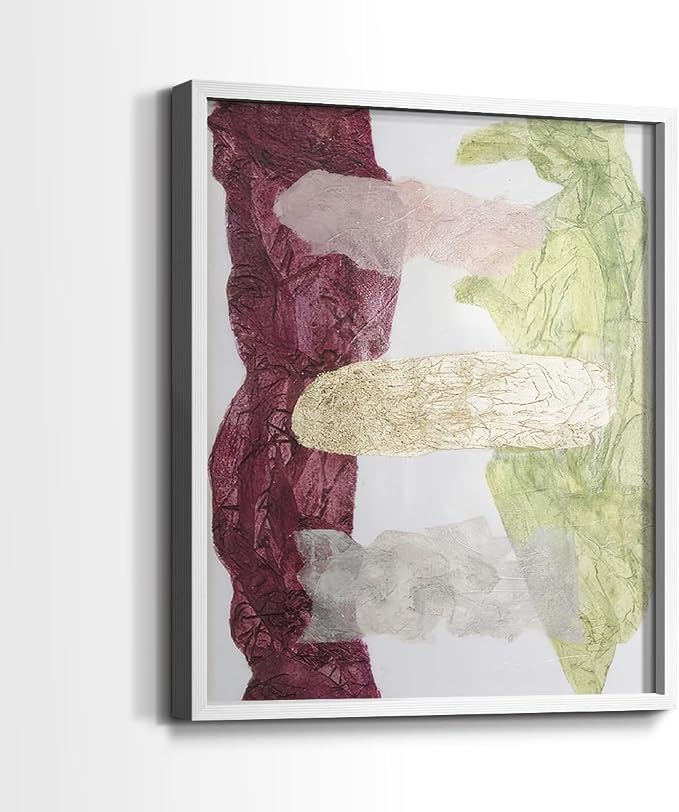 Renditions Gallery Set of 2 Peel & Stick Framed Prints, Abstract Wall Art, Mix Color Dyed Textures Wall Decor, Re-Stickable - Ready to Hang - 22"x28" - White Frame LT588