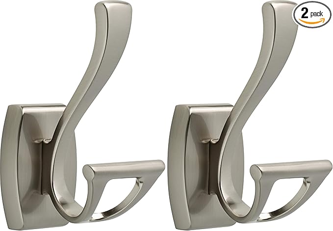 Delta Dansant Bath Towel/Robe Hooks, Bath Hardware Accessory in Brushed Nickel (2-Pack)