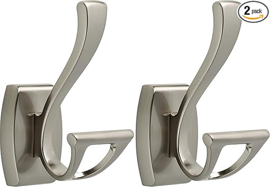 Delta Dansant Bath Towel/Robe Hooks, Bath Hardware Accessory in Brushed Nickel (2-Pack)