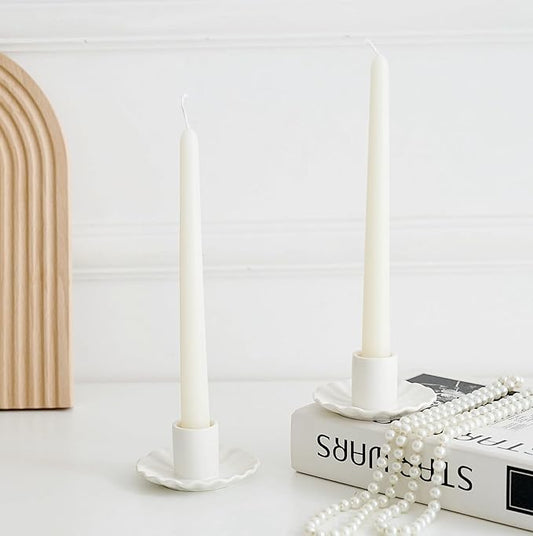 Ceramic Taper Candle Holders,Vintage Candlestick Holder Centerpieces for Home Wedding Decoration, Housewarming Gifts,Pack of 2 (Round B Style)