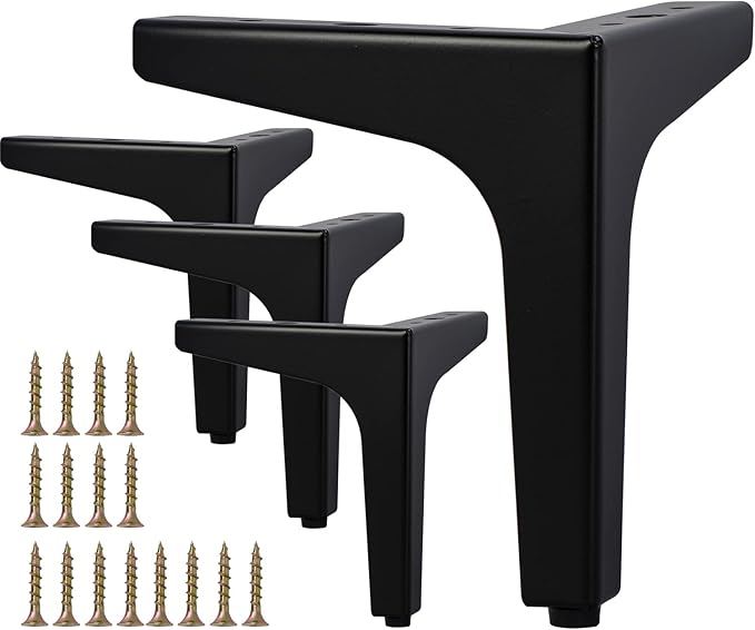 La Vane 6 Inch Metal Furniture Legs, Set of 4 - Modern Diamond Triangle Black DIY Replacement Feet Corner Legs for Cabinet, Sofa, Sideboard, Couch, Dresser Makeover