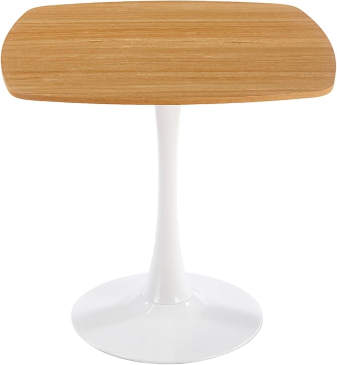 31.5 Inch White and Oak Square Dining Table for 2-4 Person,Mid-Century Oak Tulip Table Kitchen Dining Table with MDF Tabletop and Pedestal Base for Home Kitchen