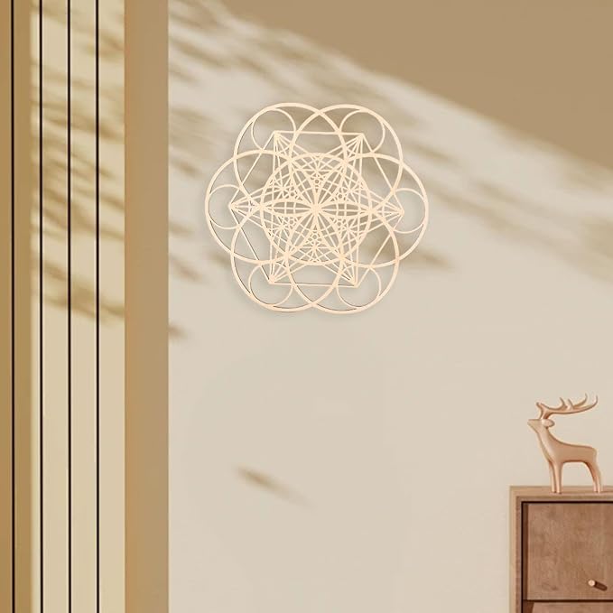 HouseVibe Geometric Wood Wall Art Ornament Creative Collection 11.8 Inch Wall Sculpture Hanging Decoration for Office Dining Room Entryway- Style B