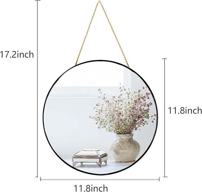 YCHMIR Small Round Wall Mirror,Bathroom Mirror (Black, 11.8 in.)