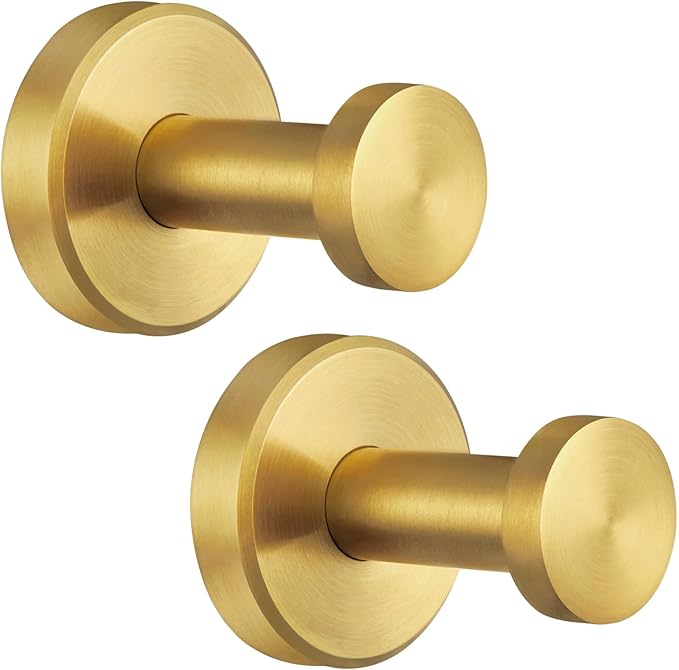 Angle Simple Towel Hooks, SUS 304 Stainless Steel Coat Robe Wall Hooks, Bathroom Hand Towel Hanger, Brushed Dark Gold, 2 Pack