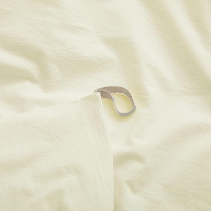 Cream White Cotton Duvet Cover King Size, Linen-Like Natural Bedding Set with Zipper Closure (No Comforter), King Size, Duvet Cover (104"x90") x 1, Pillowshams(20"x36") x 2