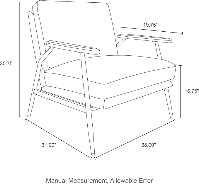 Glitzhome Modern Accent Chairs Set of 2, Metal Framed Living Room Chairs with Upholstered Cushion, Comfy Sofa Chair for Bedroom Reception Area Study Room, Black- 2 Set