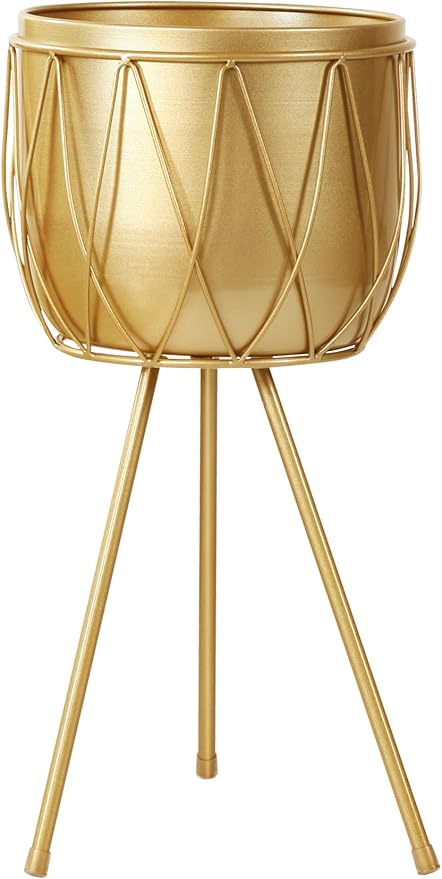 Planter Pot with Stand, 10" Mid-Century Tall Plant Pot with Legs for Indoor Plants,22.8'' high (Creative-Gold-X-Large)