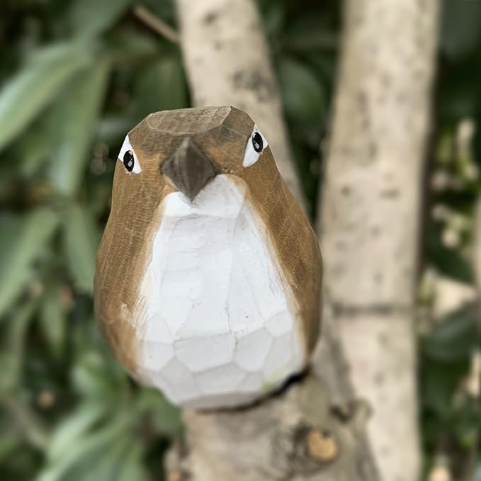 Bird Figurines Hand Carved Painted Wooden Statues for Home Decor, Gift for Bird Lovers,Housewarming, Birthday, Christmas, Anniversaries (NO.14-Winter Wren)