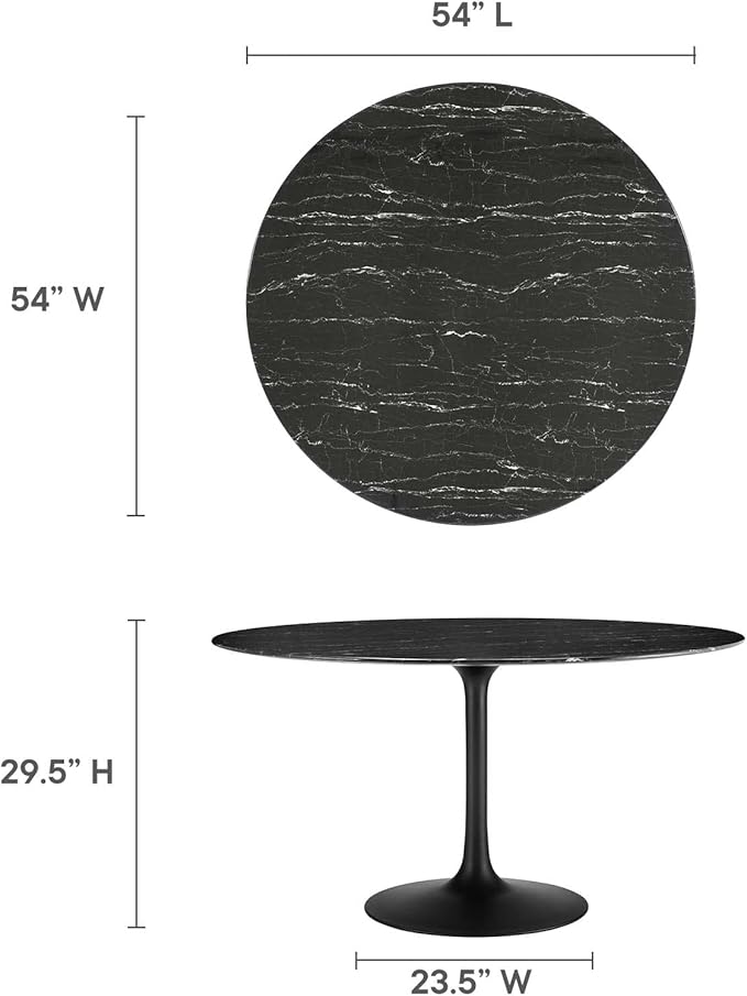 Modway Lippa Dining Table, 54", Black Black
