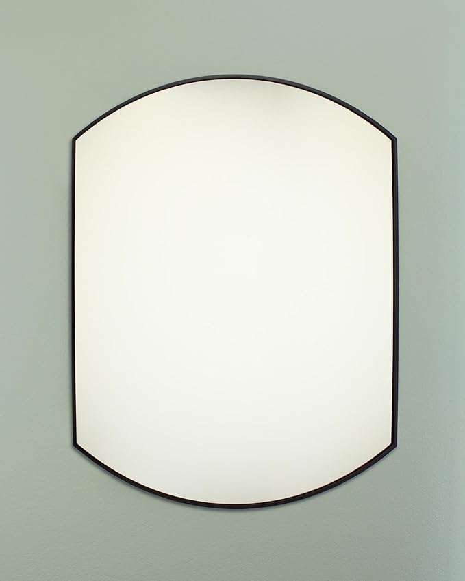 Harper Crescent Wall Mirror 30”x36” Over Sink Bathroom Mirror, Tempered Glass “Matte Black” Vanity Mirror, Great for Hallway/Entryway/Bedroom, Hangs Horizontal/Portrait/Vertical/Landscape, Black