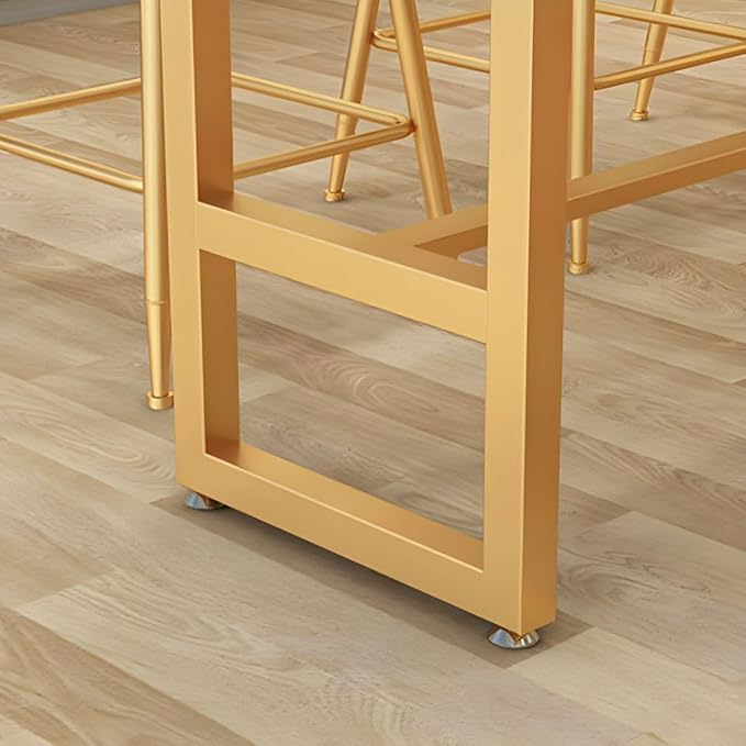 RUNNUP Narrow Bar Table, Industrial Dining Room Bar Table, Marble Top Counter Height Table with Sturdy Metal Frame for Kitchen Bistro Pub, Gold 55" L x 16" W x 41.5" H Without Chairs
