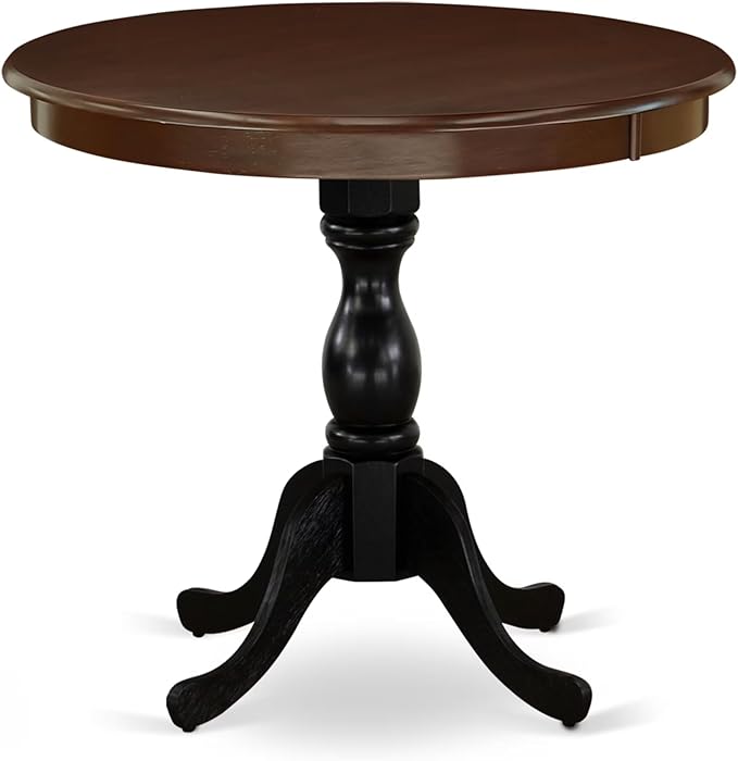 East West Furniture AMT-MBL-TP Antique Modern Dining Table - a Round Kitchen Table Top with Pedestal Base, 36x36 Inch, Multi-Color