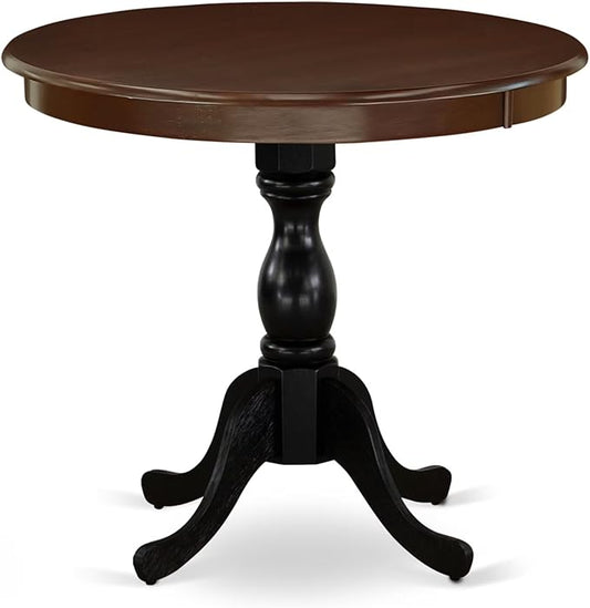 East West Furniture AMT-MBL-TP Antique Modern Dining Table - a Round Kitchen Table Top with Pedestal Base, 36x36 Inch, Multi-Color