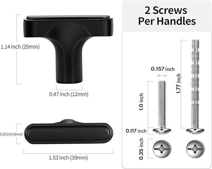 Lardmon 10 Pack Matte Black Cabinet Knobs Drawer Knobs Modern Single Hole Cabinet Pulls Solid Cabinet Handles Drawer Pulls Heavy Duty Kitchen Cabinet Hardware for Dresser Cupboard Wardrobe