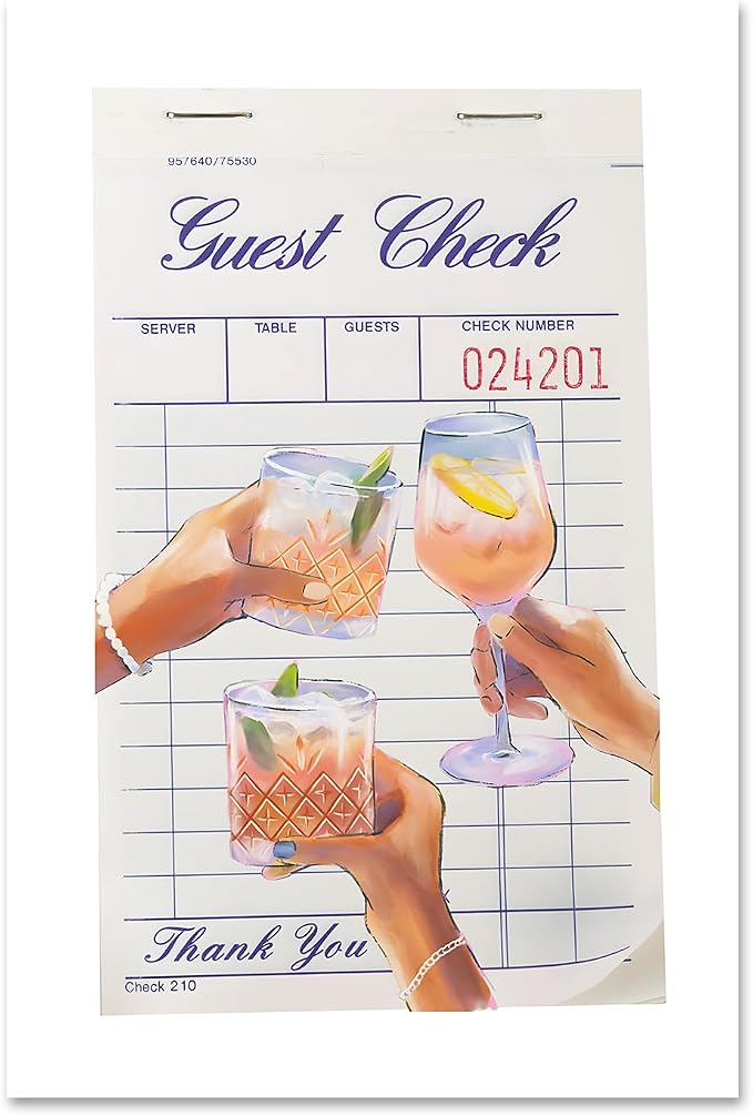 Funky Retro Wall Art Guest Check Poster Blue Minimalist Wall Prints Cheers Canvas Wall Art Bar Cart Pictures Preppy Modern Paintings Vintage Alcohol Posters for Living Room Bedroom 16x24in Frameless